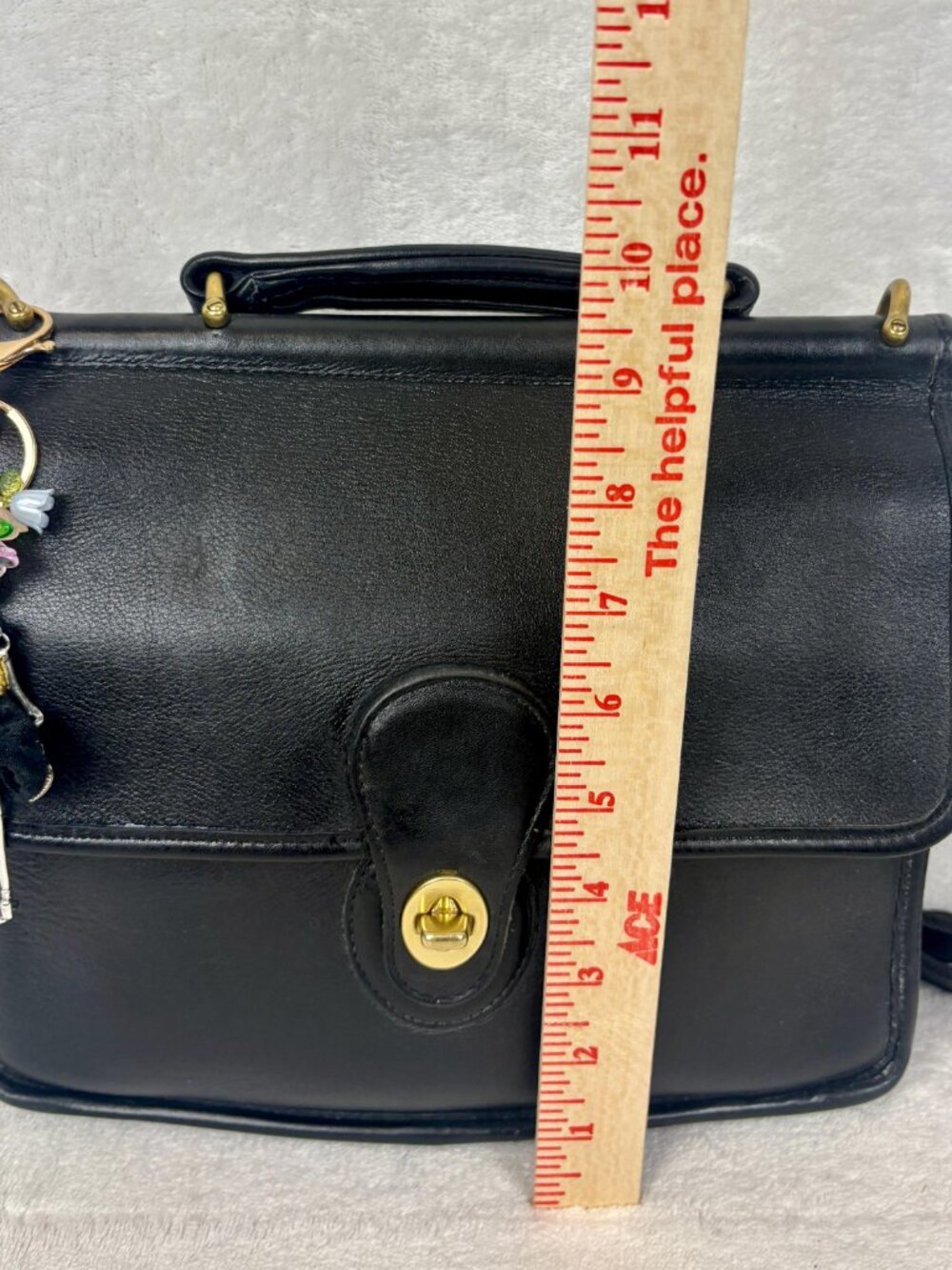 Vintage Coach Willis Top Handle Crossbody in Black Glovetanned Leather and Charm - Picture 11 of 16